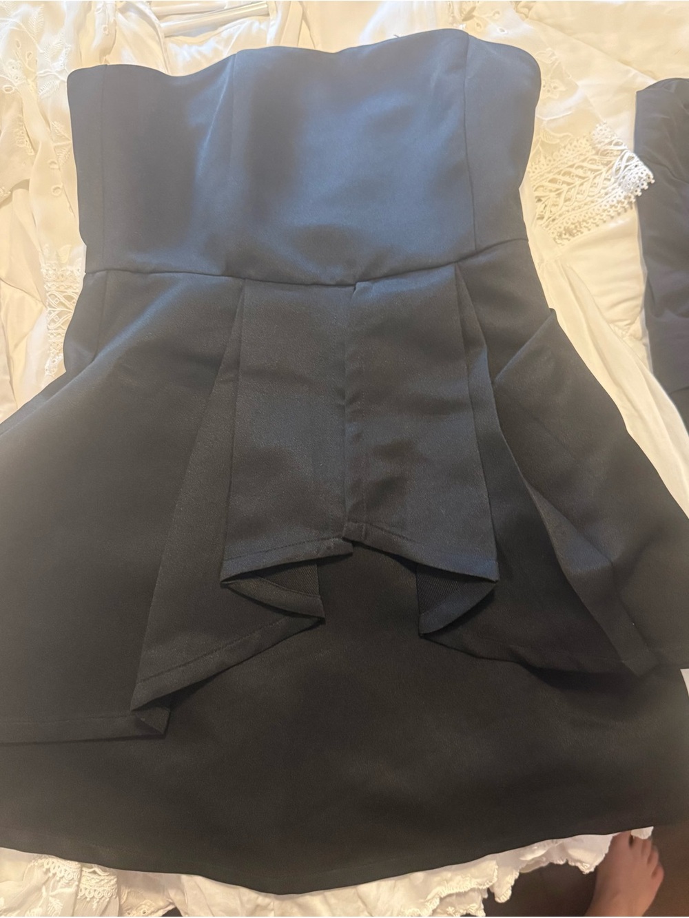 Tobi Strapless Black Peplum Mini Dress